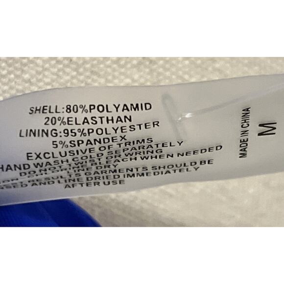 Sexy Bikini Set Light Blue Halter V-Neck Top Size L & Dark Blue Thong Bottom M - Picture 6 of 13